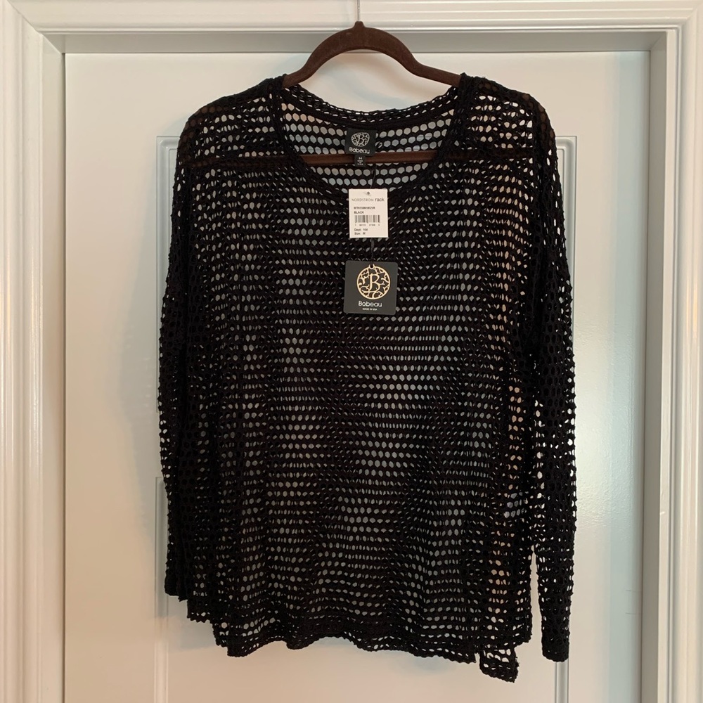 Bobeau long sleeve mesh top